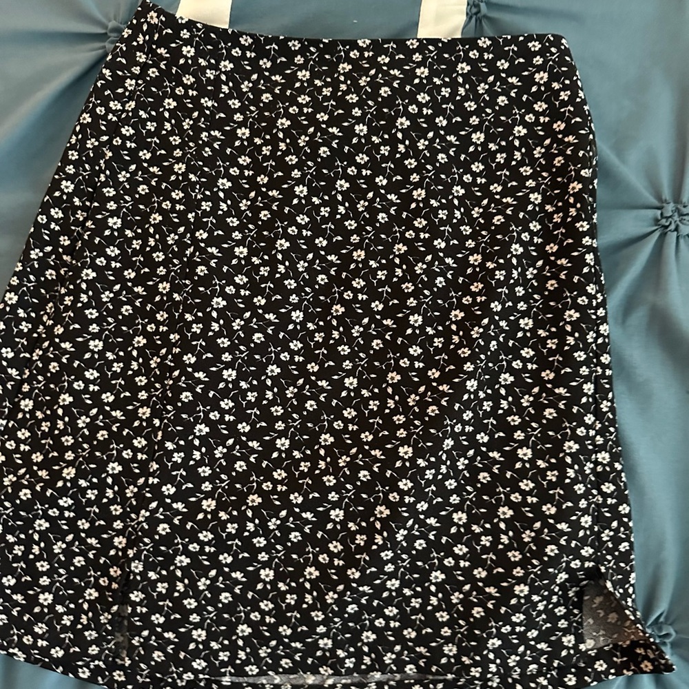 Floral Black Mini Skirt
